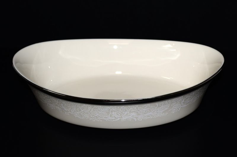 Lenox Moonspun 10” Oval Vegetable Serving Bowl – Platinum Trim | Made in the USA