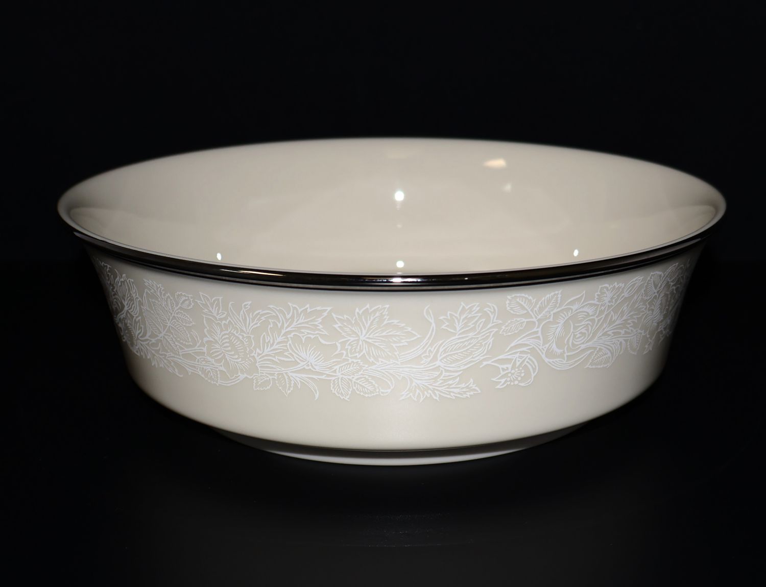 Lenox Moonspun 9” Round Vegetable Serving Bowl – Platinum Trim | Made in USA