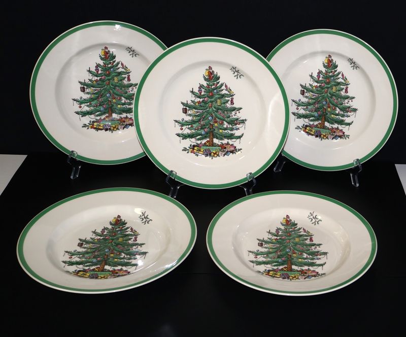 Spode Christmas Tree Dinner Plates – Set of 5 | Made in England