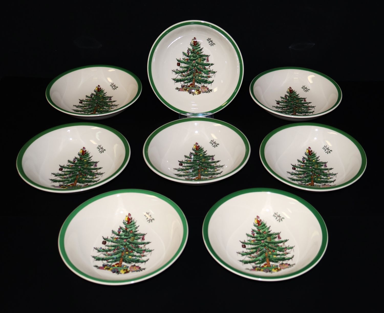 Spode Christmas Tree 6.25” Coupe Cereal Bowls – Set of 8 | Made in England