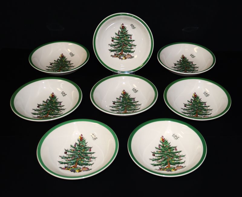 Spode Christmas Tree 6.25” Coupe Cereal Bowls – Set of 8 | Made in England
