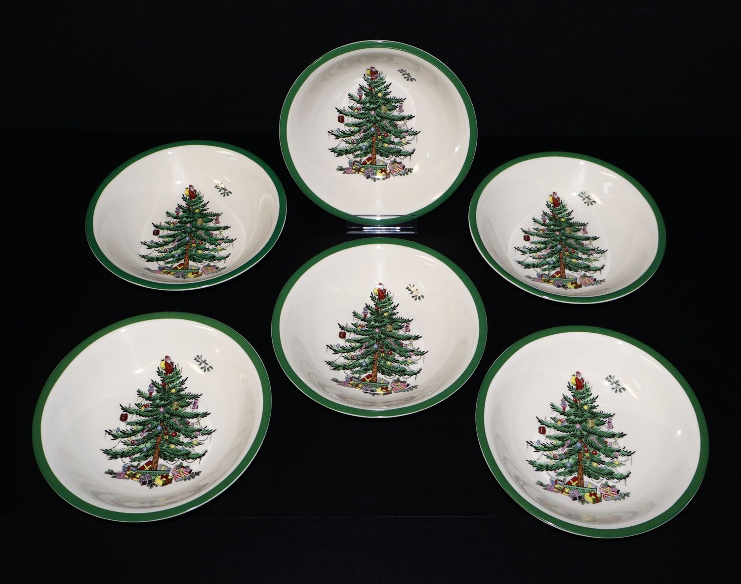 Spode Christmas Tree 6” Coupe Cereal / Oatmeal Bowls | Set of 6