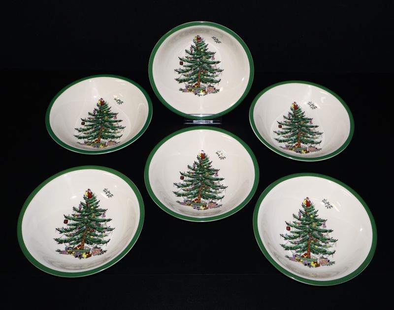 Spode Christmas Tree 6” Coupe Cereal / Oatmeal Bowls | Set of 6