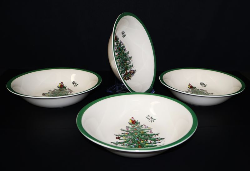 Spode Christmas Tree 8” Ascot Coupe Cereal Bowls | Set of 4
