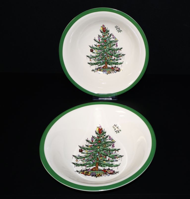 Spode Christmas Tree 8” Ascot Coupe Cereal Bowls | Set of 2