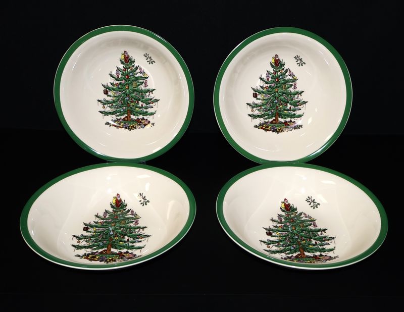 Spode Christmas Tree 8” Ascot Coupe Cereal Bowls | Set of 4