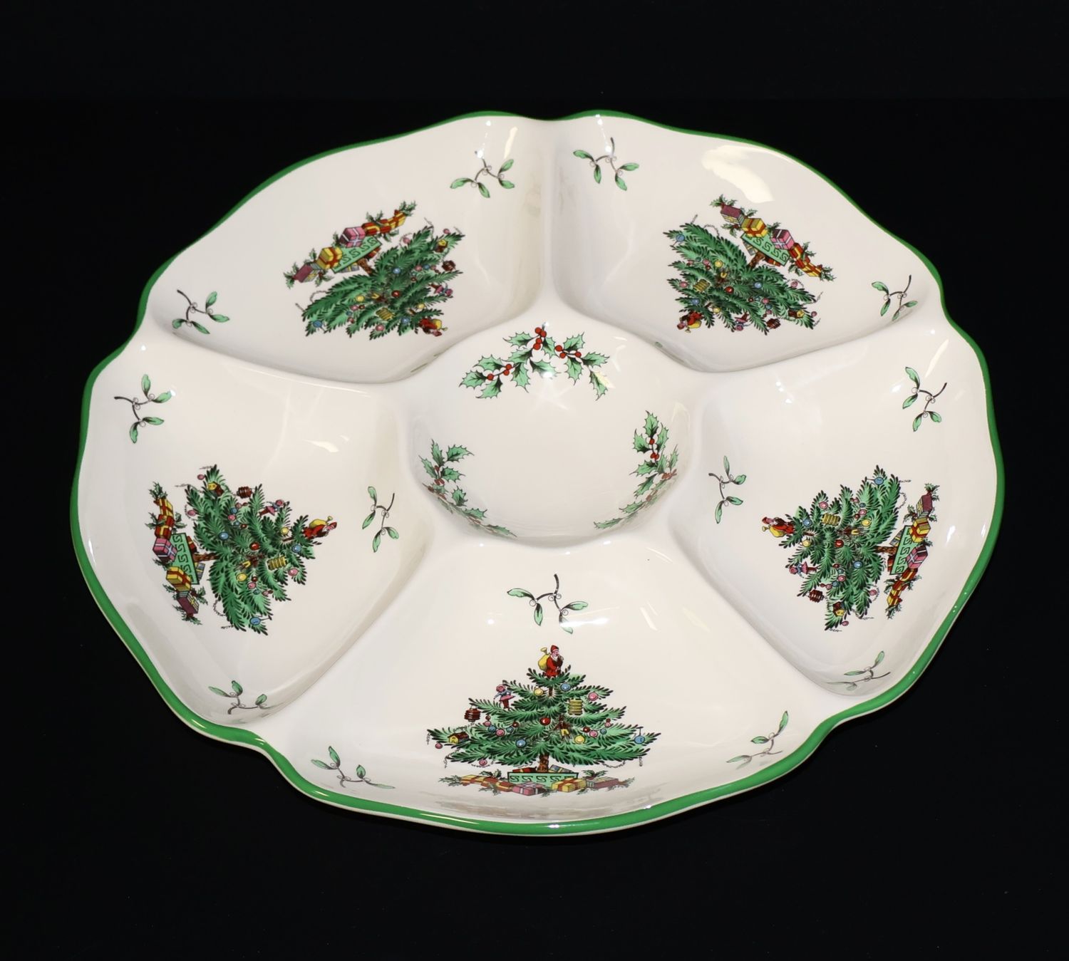 Spode Christmas Tree 6-Part Divided Appetizer Serving Platter | Made in England