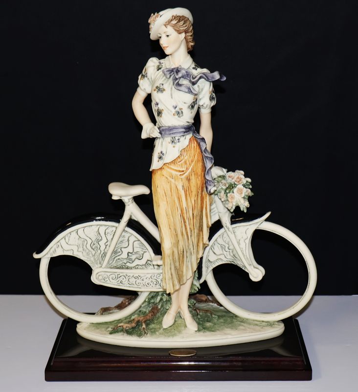 Giuseppe Armani Florence “Rosalie” 13.25” Lady with Bicycle Figurine – 1997 | Original Box &amp; COA