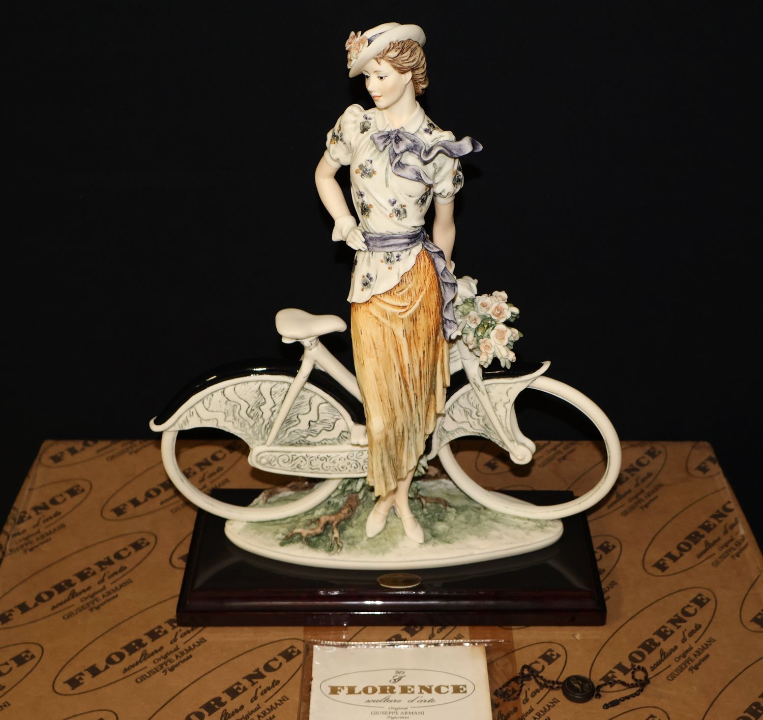 Giuseppe Armani Florence “Rosalie” Lady with Bicycle Figurine – 13 1/4” Tall | Item #0641C