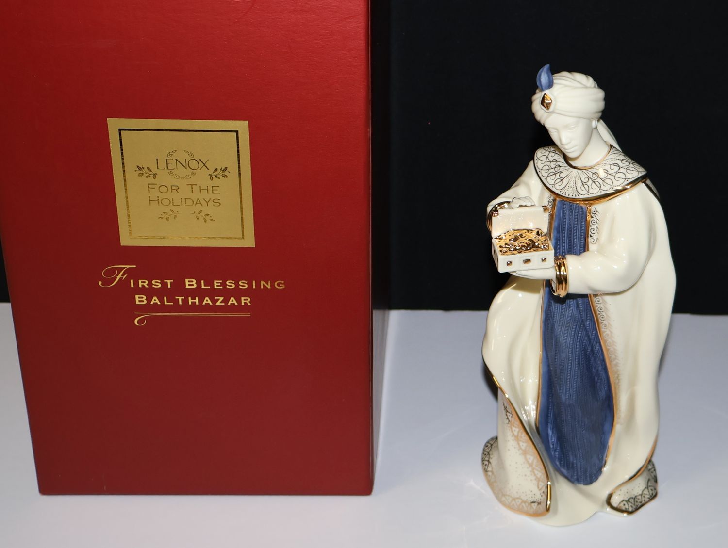 Lenox First Blessing “King Balthazar” Nativity Figurine – 8 3/4&quot; | Original Box – Repaired