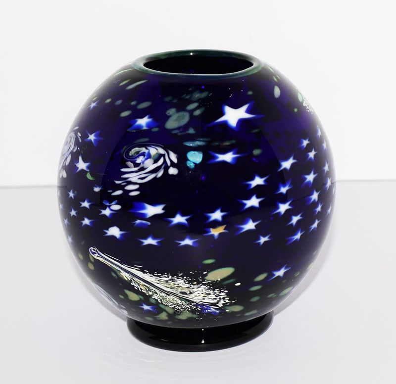 Steven Lundberg Starry Night Art Glass Vessel – 1997 Celestial Series | Signed