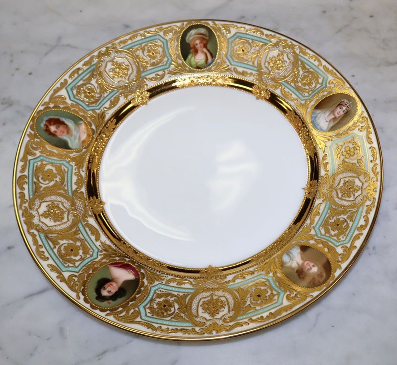 Antique Dresden Richard Wehsener Victorian Portrait Cabinet Plate 10” Circa 1895