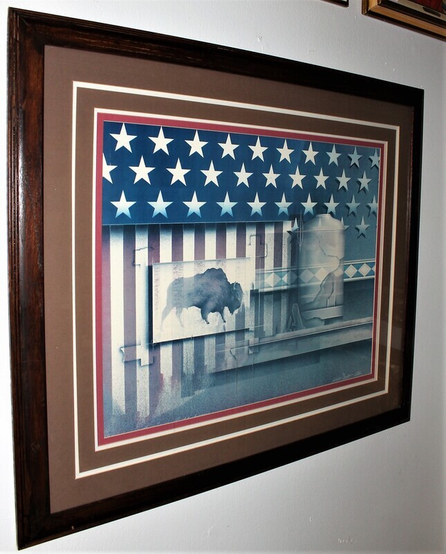 James Carter American Buffalo 40" x 34" Framed and Matted Fine Art Print, Signed