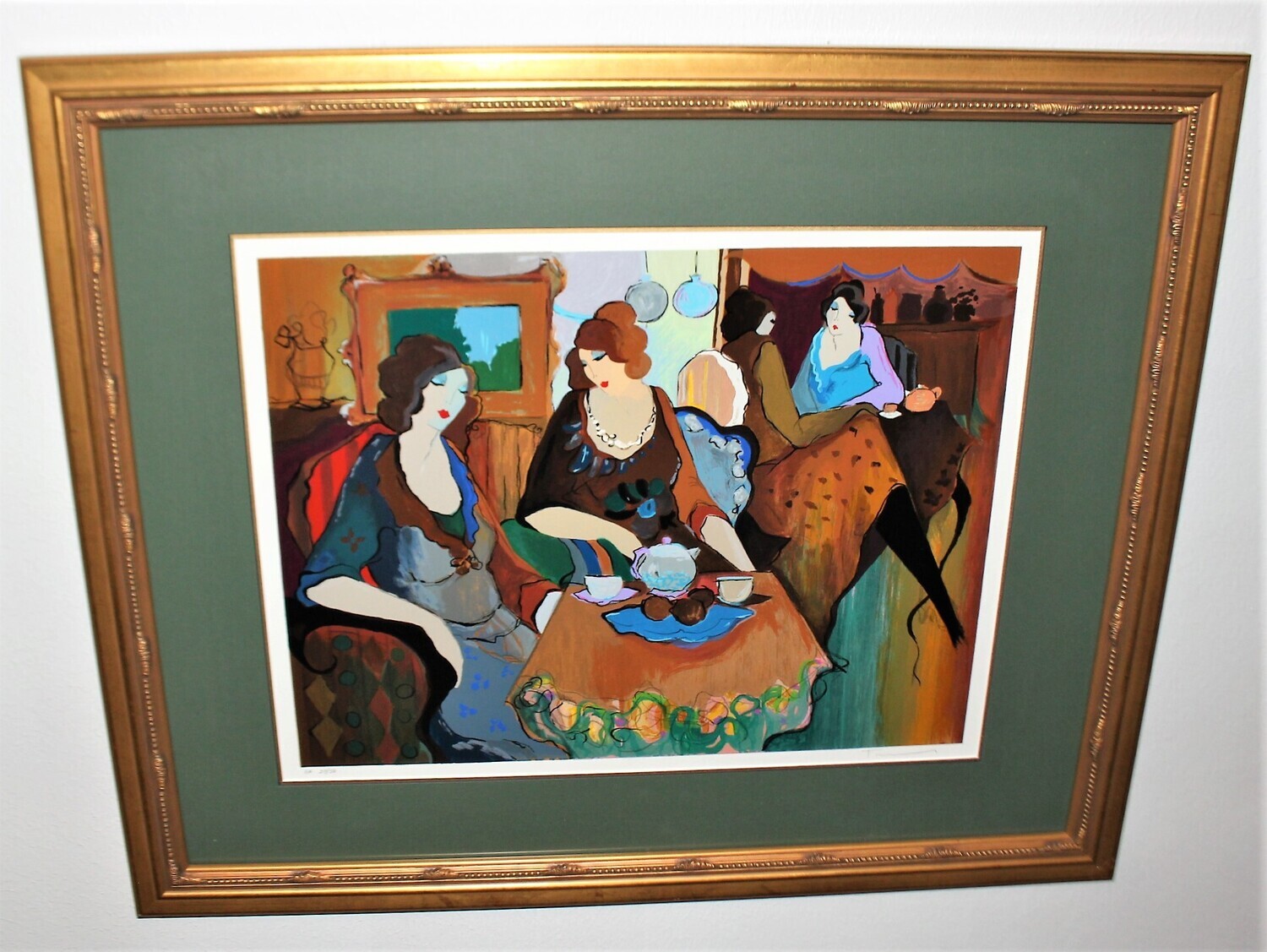 Itzchak Tarkay “Casey for Tea” Signed Serigraph | EA Artist Proof 27/50 | Framed w/ COA