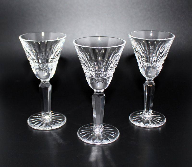 Set of 3 Waterford Glenmore Cut Crystal Cordial Glasses 3.75” Multi-Sided Stem