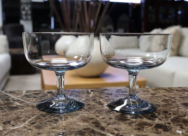Kosta Boda King Karl Twilight Blue 4" Champagne/Sherbet Glasses Sweden – Set of 2 | Multiple Available
