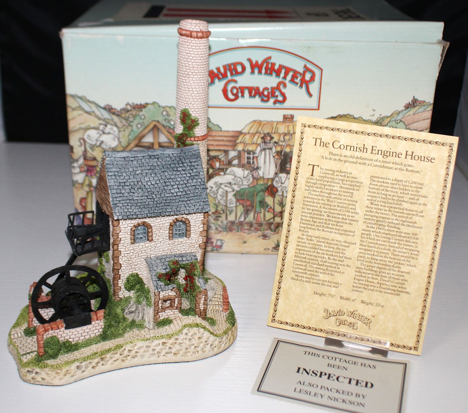 David Winter Cornish Engine House 1987 West Country Collection with Box &amp; COA