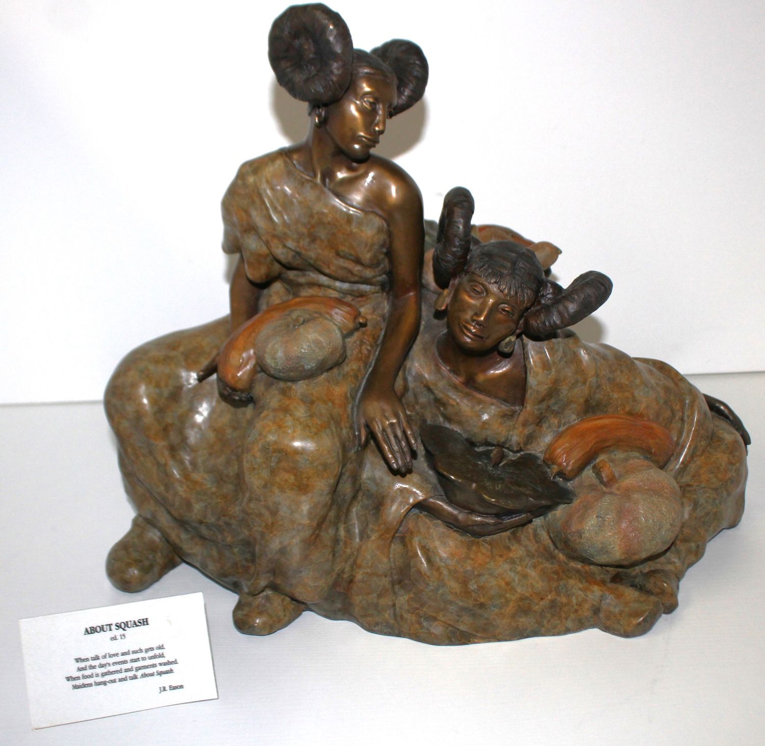 J.R. Eason “About Squash” Signed Bronze Sculpture LE 11/15 Large Hopi Women Figure Group