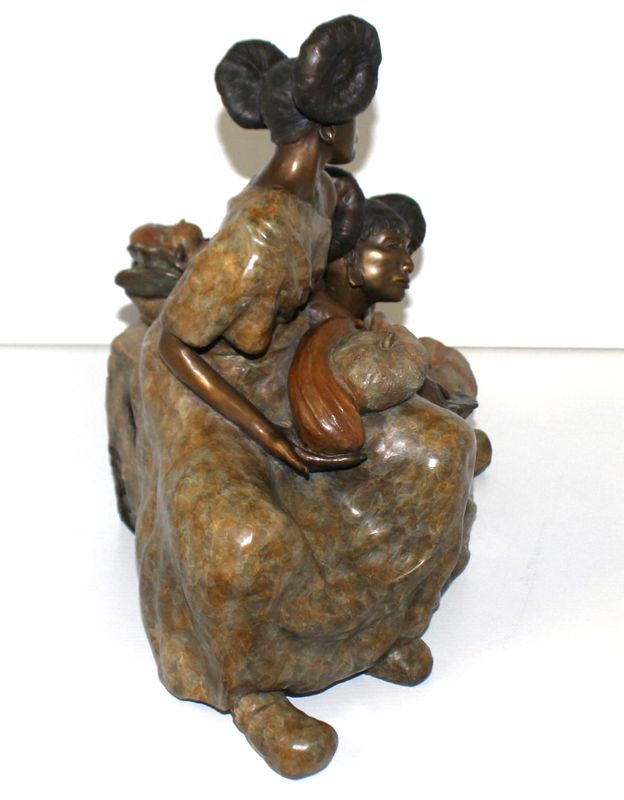 J.R. Eason “About Squash” Signed Bronze Sculpture LE 11/15 Large Hopi Women Figure Group