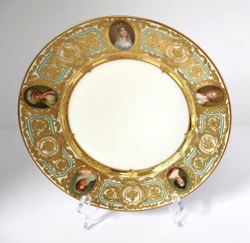 Antique Dresden Richard Wehsener Victorian Portrait Cabinet Plate 10” | Circa 1895