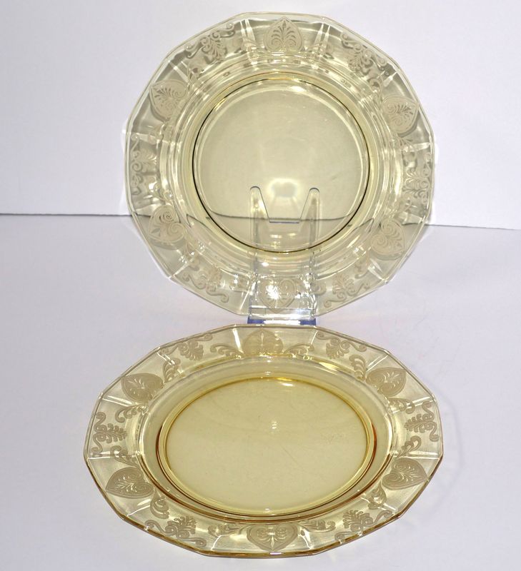 Fostoria Trojan Topaz Yellow Large 10 3/8” Dinner Plates – Set of 2 | Multiple Sets Available