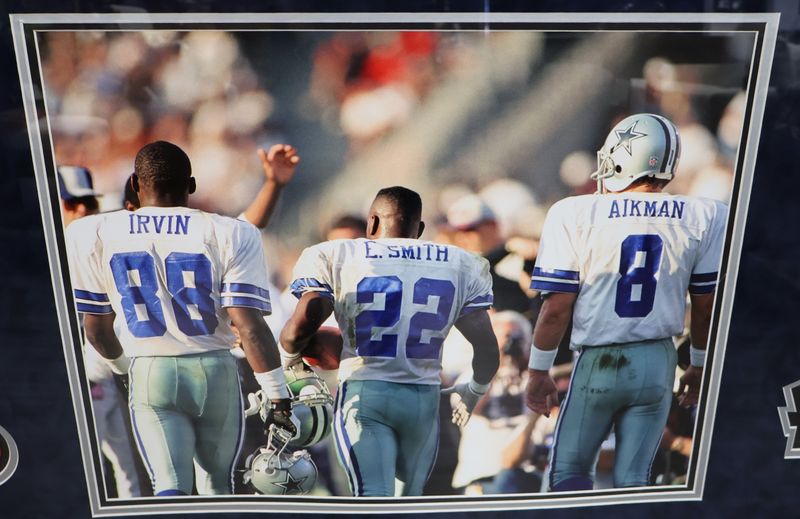 Dallas Cowboys Triplets Signed Memorabilia Display 44x36 | Aikman Irvin Smith | JSA Authenticated