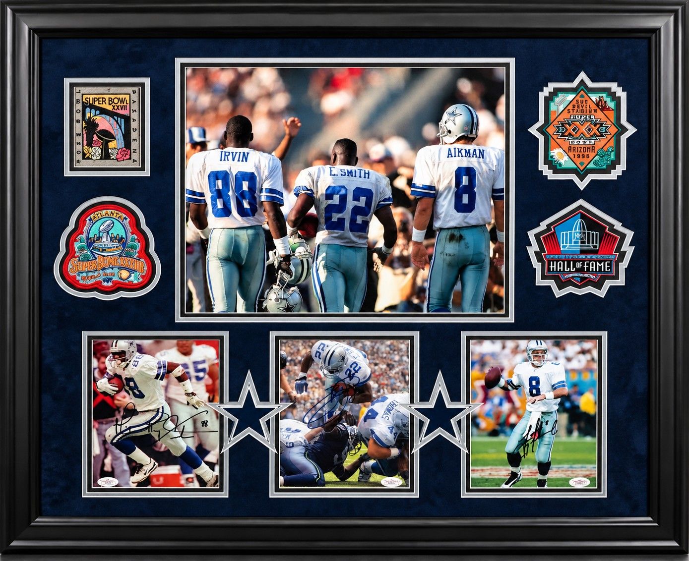 Dallas Cowboys Triplets Signed Framed Memorabilia Display 44x36 | Aikman Smith Irvin | JSA Authenticated