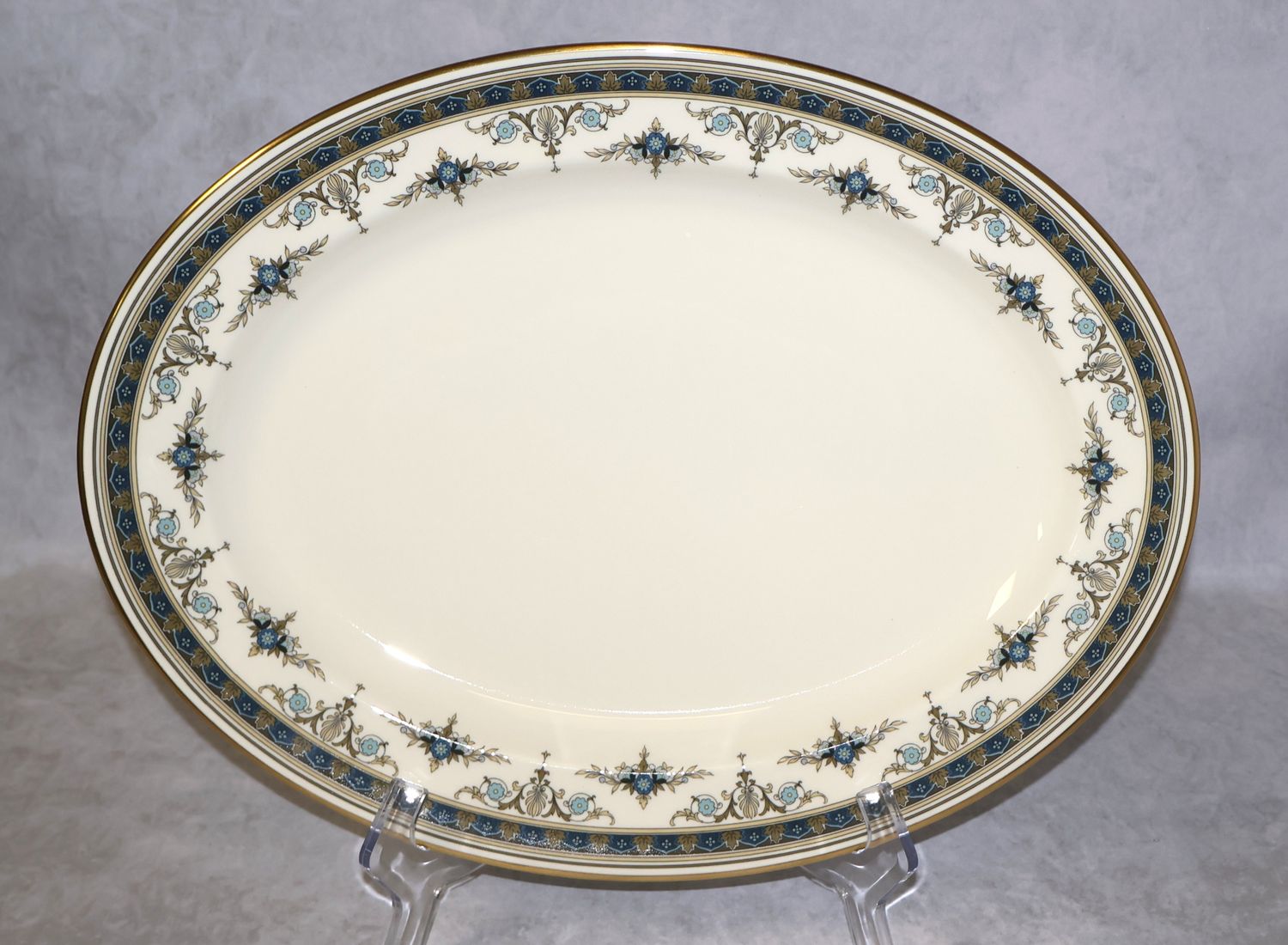 Minton Grasmere Blue 16” Large Oval Serving Platter – Fine Bone China