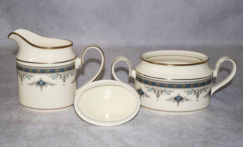 Minton Grasmere Blue Creamer &amp; Lidded Sugar Bowl | English Bone China (3-Piece)