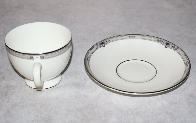 Wedgwood Amherst Platinum Cup &amp; Saucer Set Bone China England, Multiple Sets Available