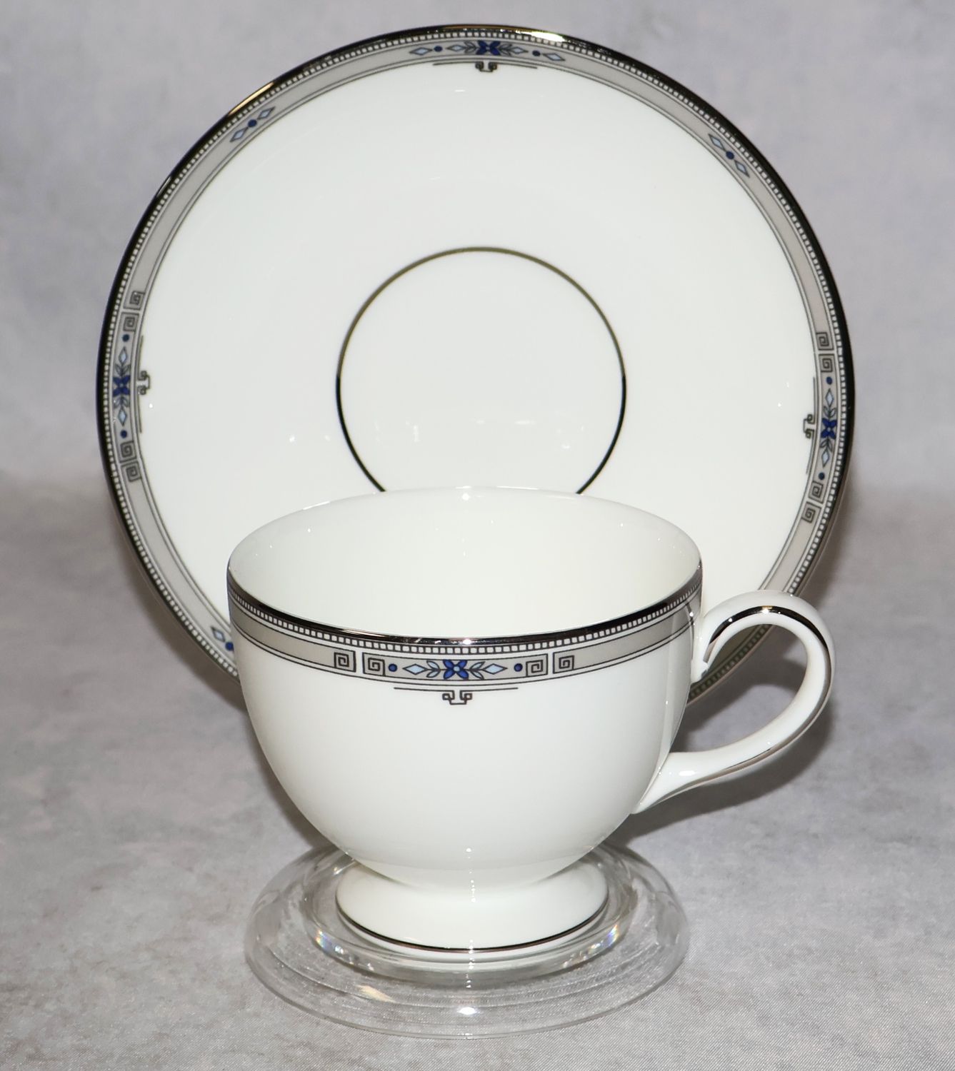 Wedgwood Amherst Platinum Cup &amp; Saucer Set Bone China England, Multiple Sets Available