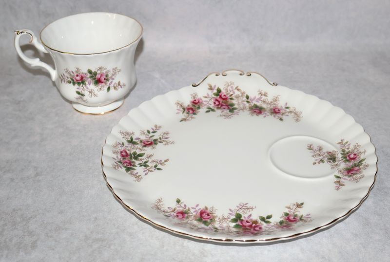 Royal Albert Lavender Rose Montrose Snack Plate &amp; Cup Set, Bone China – Multiple Sets Available