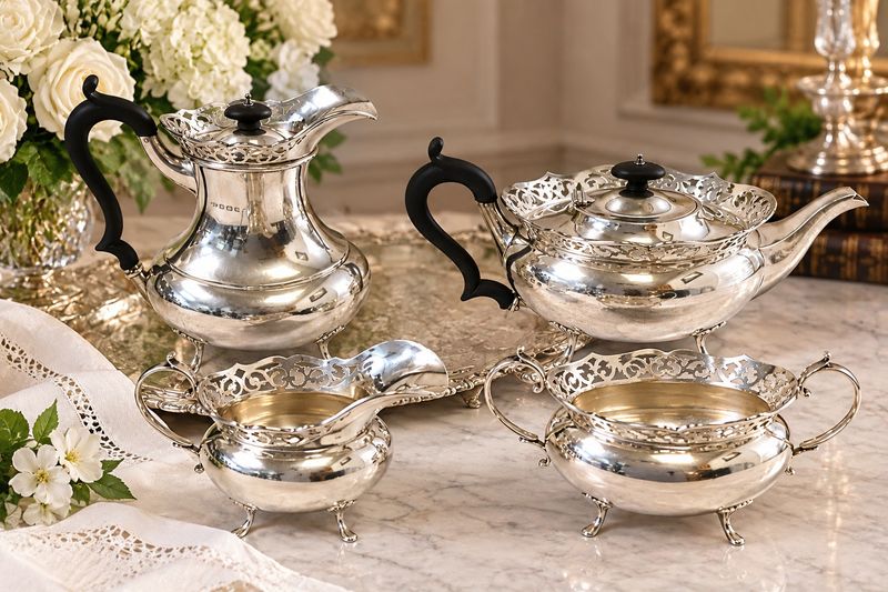Kirkby &amp; Law 1930 English Sterling Silver 4-Piece Tea &amp; Coffee Service | Fully Hallmarked