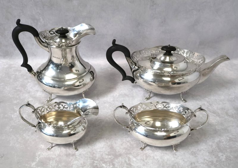 Kirkby &amp; Law 1930 English Sterling Silver 4-Piece Tea &amp; Coffee Service | Fully Hallmarked