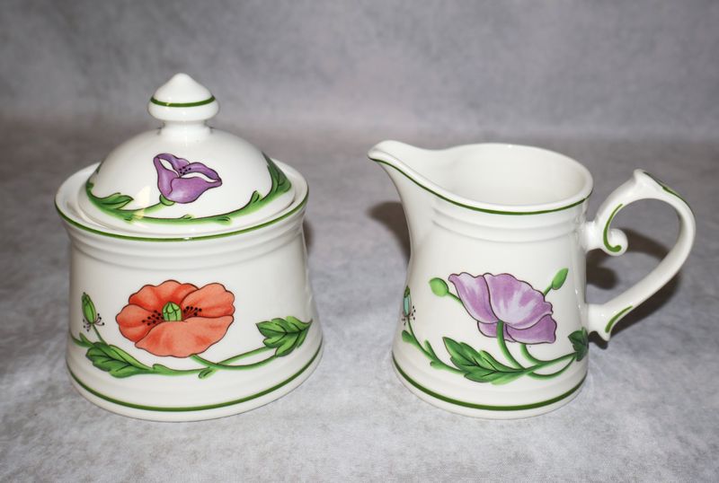 Villeroy &amp; Boch Amapola 3-Piece Creamer &amp; Covered Sugar Bowl Set – Vitro-Porcelain | W. Germany
