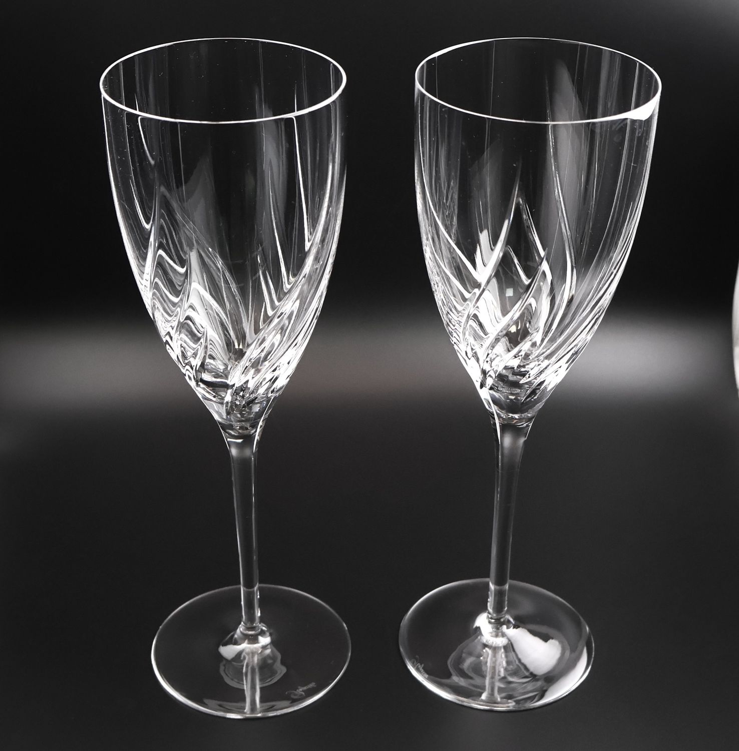 Rogaska Juliet Swirl Cut Crystal 9” Water Goblets – Set of 2 | Multiple Sets Available