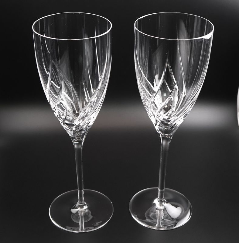 Rogaska Juliet Swirl Cut Crystal 9” Water Goblets – Set of 2 | Multiple Sets Available