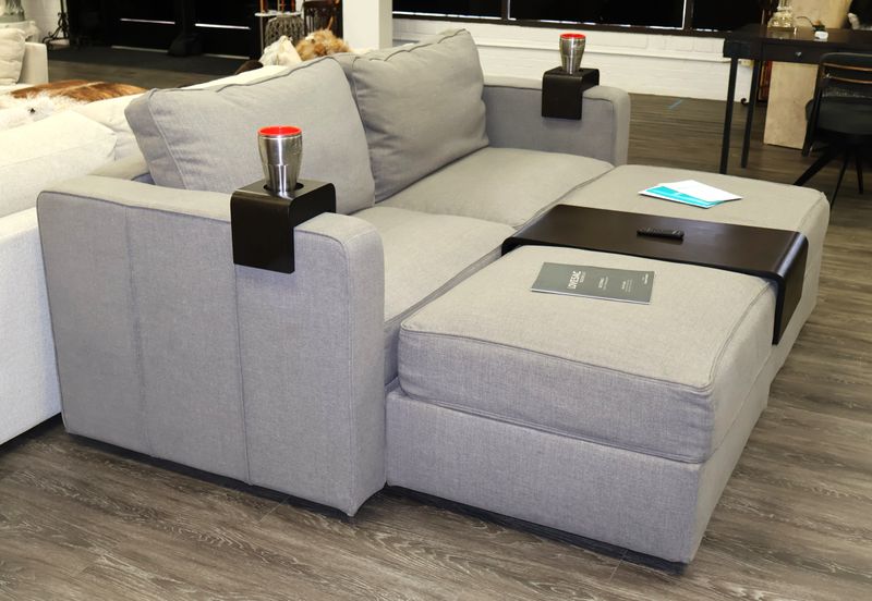 Lovesac 6 Series Sactional with StealthTech Sound + Charge System – Flagstone Brushed Weave | Storage + Guest Rest Kit | Like New