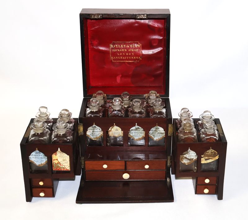 Bayley &amp; Blew London Royal Perfumer’s Cabinet with Original Bottles c.1900