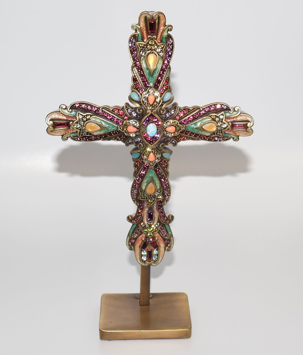 Jay Strongwater Jeweled Cross with Stand – Swarovski Crystal &amp; Enamel Masterpiece