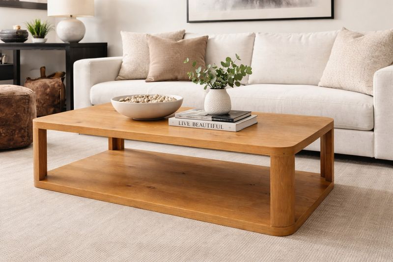 Mitchell Gold + Bob Williams “Cade” Oak Coffee Table | Modern Open Shelf Design
