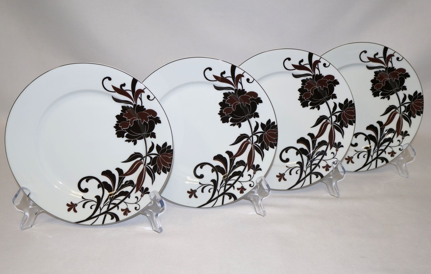 Set of 4 Mikasa Cocoa Peony 8” Accent Plates SL170 | Portugal