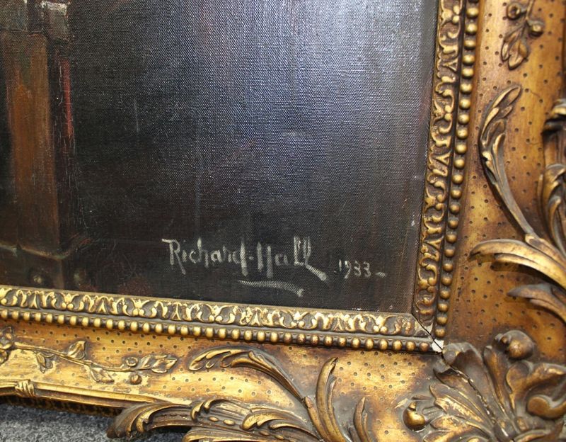Richard Hall 1933 Oil Portrait of a Gentleman | 46" x 31" Canvas in Ornate Gilt Frame | Appraised $3,500–$4,500