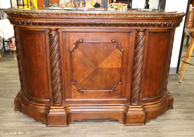 Ashley North Shore Marble Top Bar D553-65 Millennium Collection 70" Old World Style Cabinet