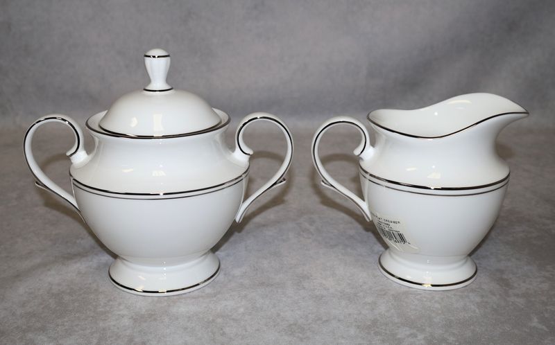 Lenox Federal Platinum Creamer &amp; Sugar Bowl with Lid 3-Piece Set, Made in USA