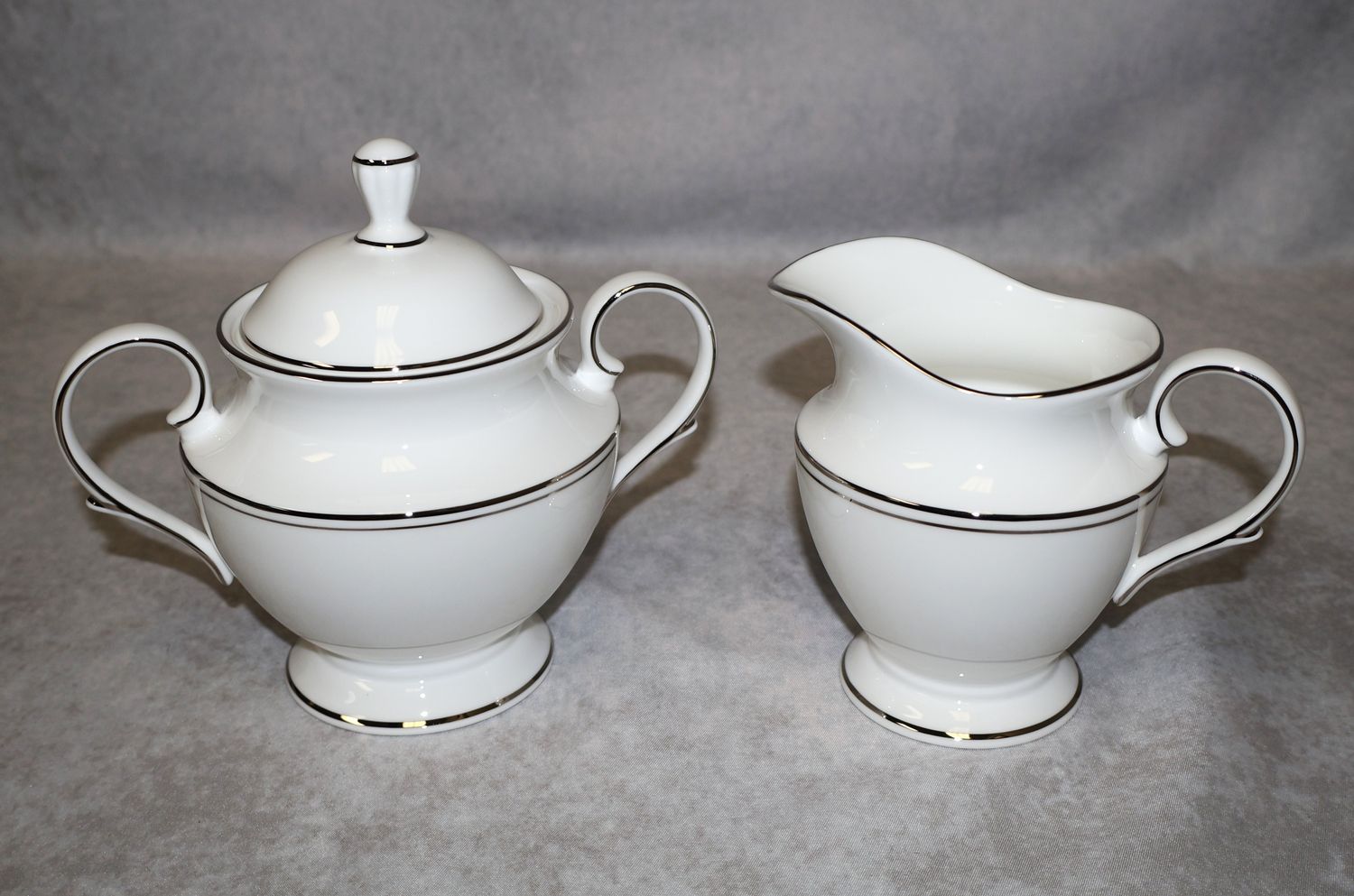 Lenox Federal Platinum Creamer & Sugar Bowl with Lid 3-Piece Set, Made in USA Lenox Federal Platinum Creamer & Sugar Bowl with Lid 3-Piece Set, Made in USA