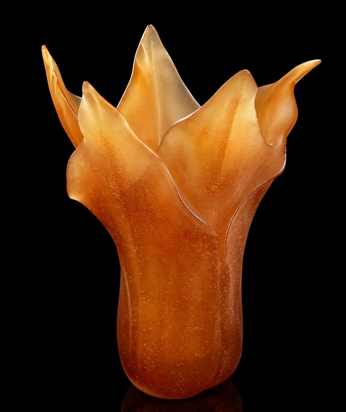 Daum France Amber Tulip Crystal Pâte de Verre Art Glass Vase – 9” Signed Daum France Amber Tulip Crystal Pâte de Verre Art Glass Vase – 9” Signed