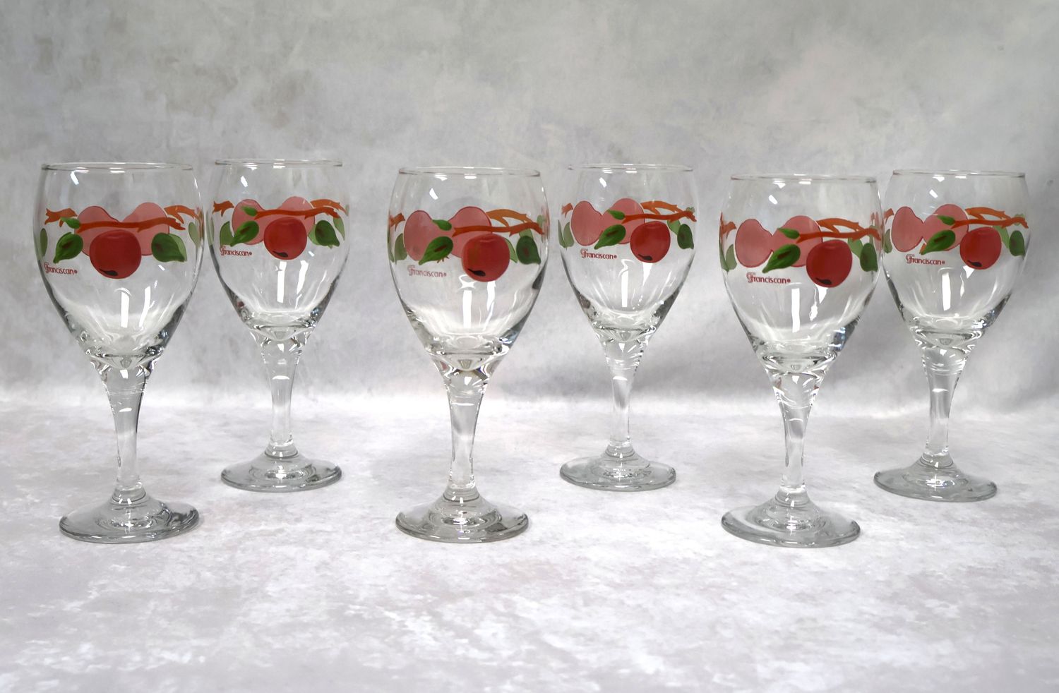 Vintage Franciscan Apple Water Wine Goblets 12 oz Glasses USA | Set of 6 Vintage Franciscan Apple Water Wine Goblets 12 oz Glasses USA | Set of 6