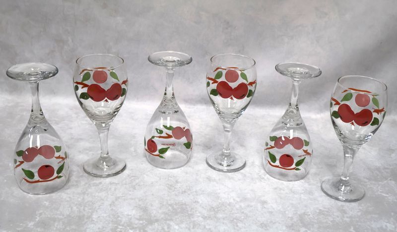 Vintage Franciscan Apple Water Wine Goblets 12 oz Glasses USA | Set of 6