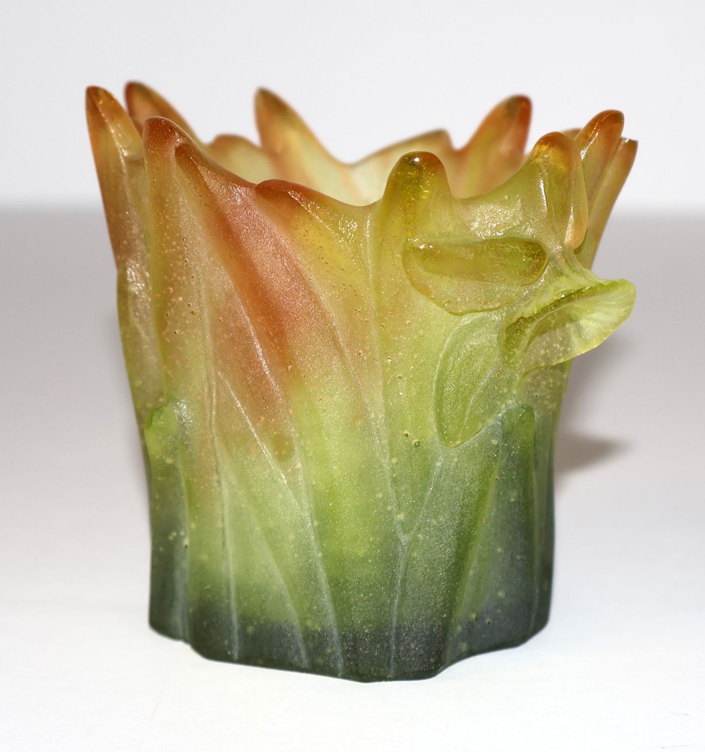 Daum France Jonquille Pâte de Verre Crystal Daffodil Art Glass Votive Candle Holder - Signed Daum France Jonquille Pâte de Verre Crystal Daffodil Art Glass Votive Candle Holder - Signed